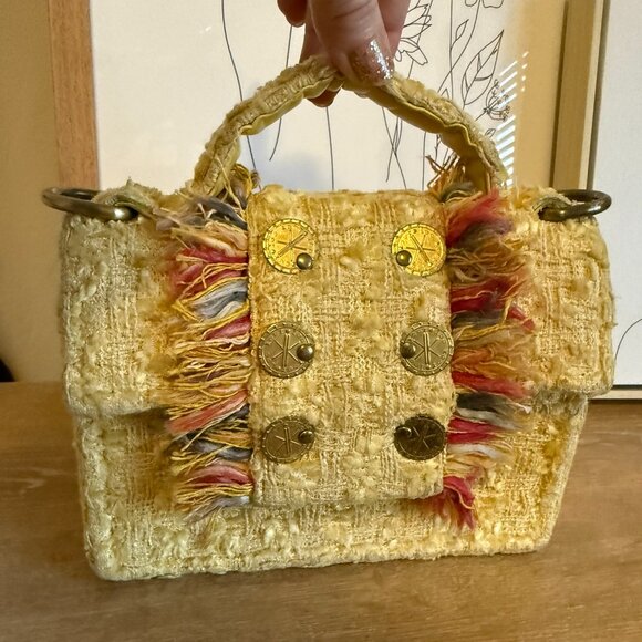 Kooreloo Yellow Petite Tweed Crossbody Bag - Picture 10 of 13